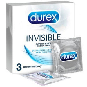Durex Invisible, prezerwatywy super cienkie, 3 szt.
