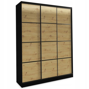Szafa przesuwna 150 cm LOFT artisan czarny półki