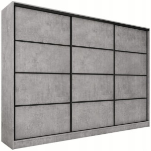 Szafa przesuwna 280 cm LOFT mat beton drążek półki
