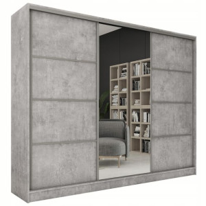 Szafa przesuwna z lustrem 250 cm TOP beton drążek