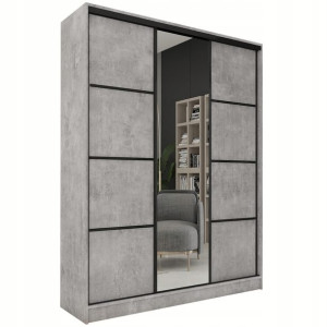 Szafa przesuwna z lustrem 150 cm LOFT Beton mat