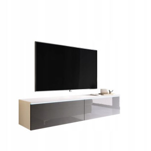 Szafka RTV BROMI 140 cm Biały Szary Połysk