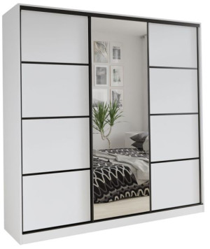 Szafa przesuwna lustro szuflady 200 cm biała LOFT
