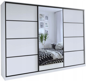 Szafa przesuwna lustro szuflady 250 cm biała LOFT