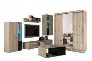 Meblościanka Szafa Ława Meble Salon Sonoma CUBE