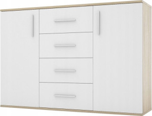 Komoda do salonu 122 cm biała sonoma SIMPLE II