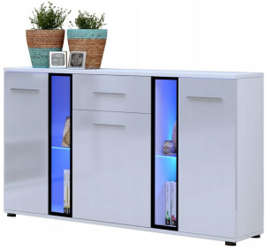Nowoczesna Komoda CUBE biały połysk 140 cm