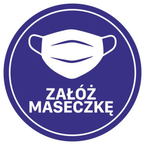 Naklejka informacyjna Załóż Maseczkę 10cm 1 szt
