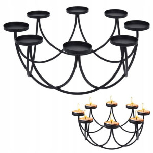 Czarny świecznik na 8 świec tealight podstawka