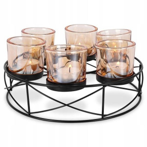 Świecznik na 6 świec tealight loft okrągły czarny