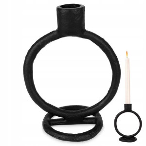 Świecznik na długie świece czarny loft 15 cm