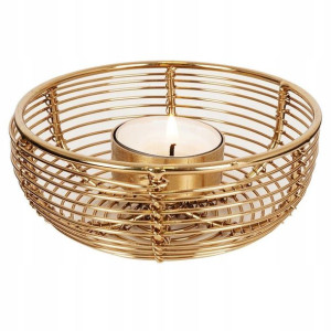 Świecznik tealight metalowy złoty glamour na stół