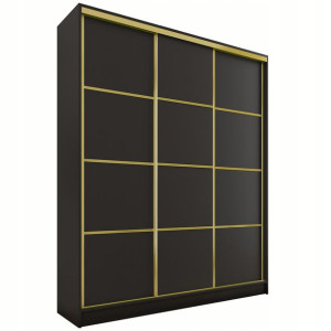 Szafa przesuwna 150 cm GOLD czarny mat szuflady