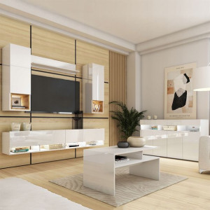 Białe Meble Meblościanka Komoda Ława PREMIUM