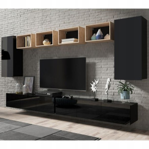 Meblościanka MODERN 35 czarny połysk artisan