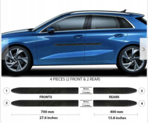Audi A3 2021+ Listwy CZARNE Boczne Drzwi