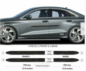 Audi A3 Sedan 2021+ Listwy CZARNE Boczne Drzwi