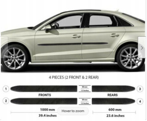 Audi A3 2014+ Sedan Listwy CZARNE Boczne Drzwi