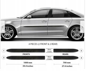 Audi A6 C7 Sedan - Listwy CZARNE Boczne Drzwi
