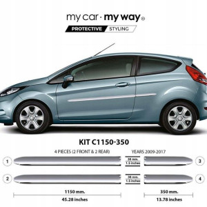 Ford Fiesta VI 09-17 Listwy CHROM Drzwi Ochronne