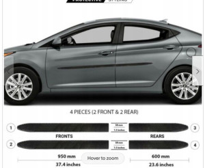 Hyundai ELANTRA 11-16 - Listwy CZARNE Boczne Drzwi