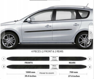 Hyundai ELANTRA Kombi - Listwy CZARNE Boczne Drzwi