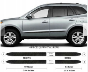 Hyundai Santa Fe 07-12 Listwy CZARNE Boczne Drzwi
