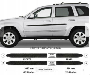 Jeep Cherokee 2005-2010 Listwy CZARNE Boczne Drzwi