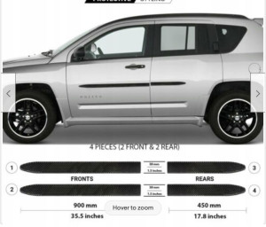 Jeep COMPASS I 2007-16 Listwy CZARNE Boczne Drzwi