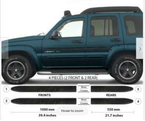 Jeep LIBERTY 02-07 Listwy CZARNE Boczne Drzwi