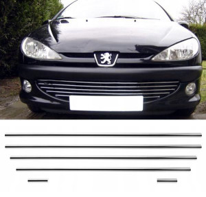 Peugeot 206 - Listwy Chrom Na Grill Atrapę Zderzak