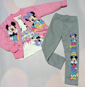 Komplet 3cz. Minnie r.134/140 rozpinana bluza bez kaptura, bluzka, legginsy