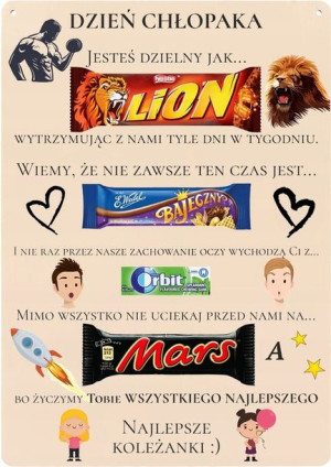TABLICZKA Tablica NA BATONY PREZENT Dzień Chłopaka