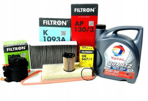 5w30 Olej + Zestaw Filtrów Peugeot 1007 307 1.4hdi