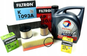 5w30 Olej 5l. + Zestaw Filtrów Peugeot 307 2.0hdi