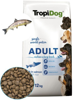 TropiDog salmon łosoś karma dla psa M i L 12kg