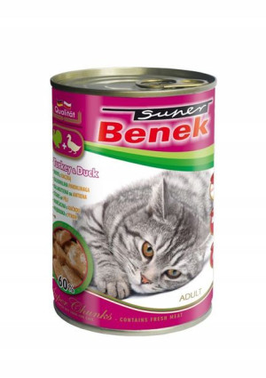 Benek Chunks karma dla kota indyk z kaczką 415g