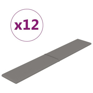 Panele ścienne, 12 szt, ciemnoszare, 90x15 cm, tkanina, 1,62 m²