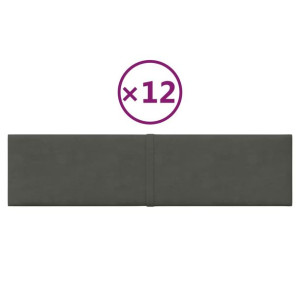 Panele ścienne, 12 szt, ciemnoszary, 60x15 cm, aksamit, 1,08 m²