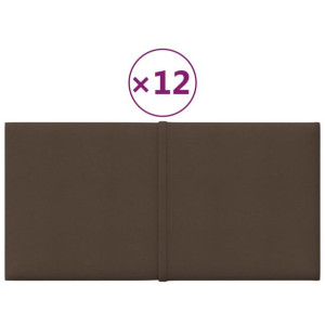 Panele ścienne, 12 szt., brązowe, 30x15 cm, tkanina, 0,54 m²