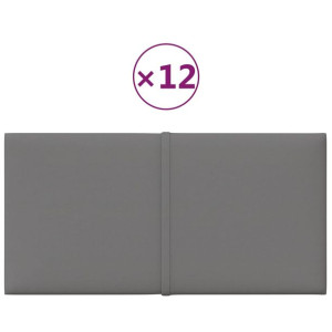 Panele ścienne, 12 szt., jasnoszare, 30x15 cm, tkanina, 0,54 m²