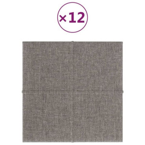 Panele ścienne, 12 szt., jasnoszare, 30x30 cm, tkanina, 1,08 m²