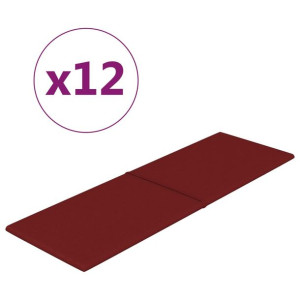 Panele ścienne, 12 szt., kolor wina, 90x30 cm, tkanina, 3,24 m²
