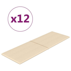 Panele ścienne, 12 szt., kremowe, 90x30 cm, tkanina, 3,24 m²