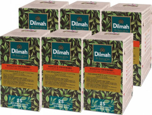 Herbata czarna aromatyzowana w kopertach Dilmah mango i truskawka 25szt x6
