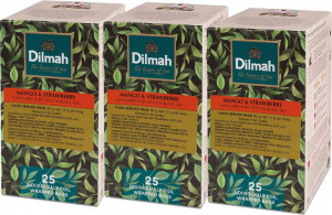 Herbata czarna aromatyzowana w kopertach Dilmah mango i truskawka 25szt x3