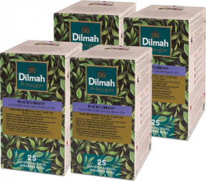 Herbata czarna aromatyzowana w kopertach Dilmah czarna porzeczka 25szt x4