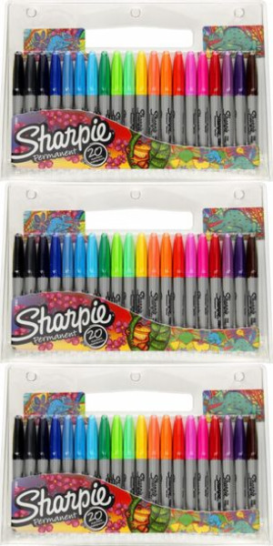 3x Marker permanentny Sharpie fine okrągła 1mm 20szt mix kolor