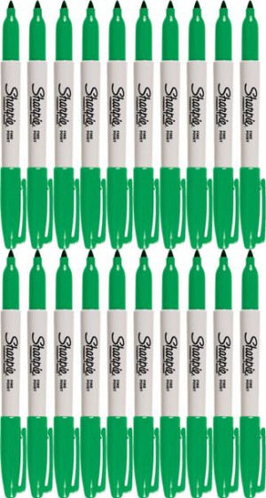 20x Marker permanentny Sharpie Fine okrągła 1mm zielony