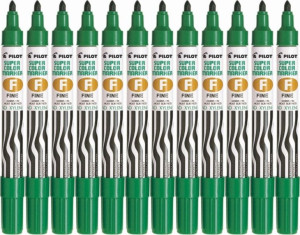 12x Marker permanentny Pilot SCA-F okrągła 1mm zielony